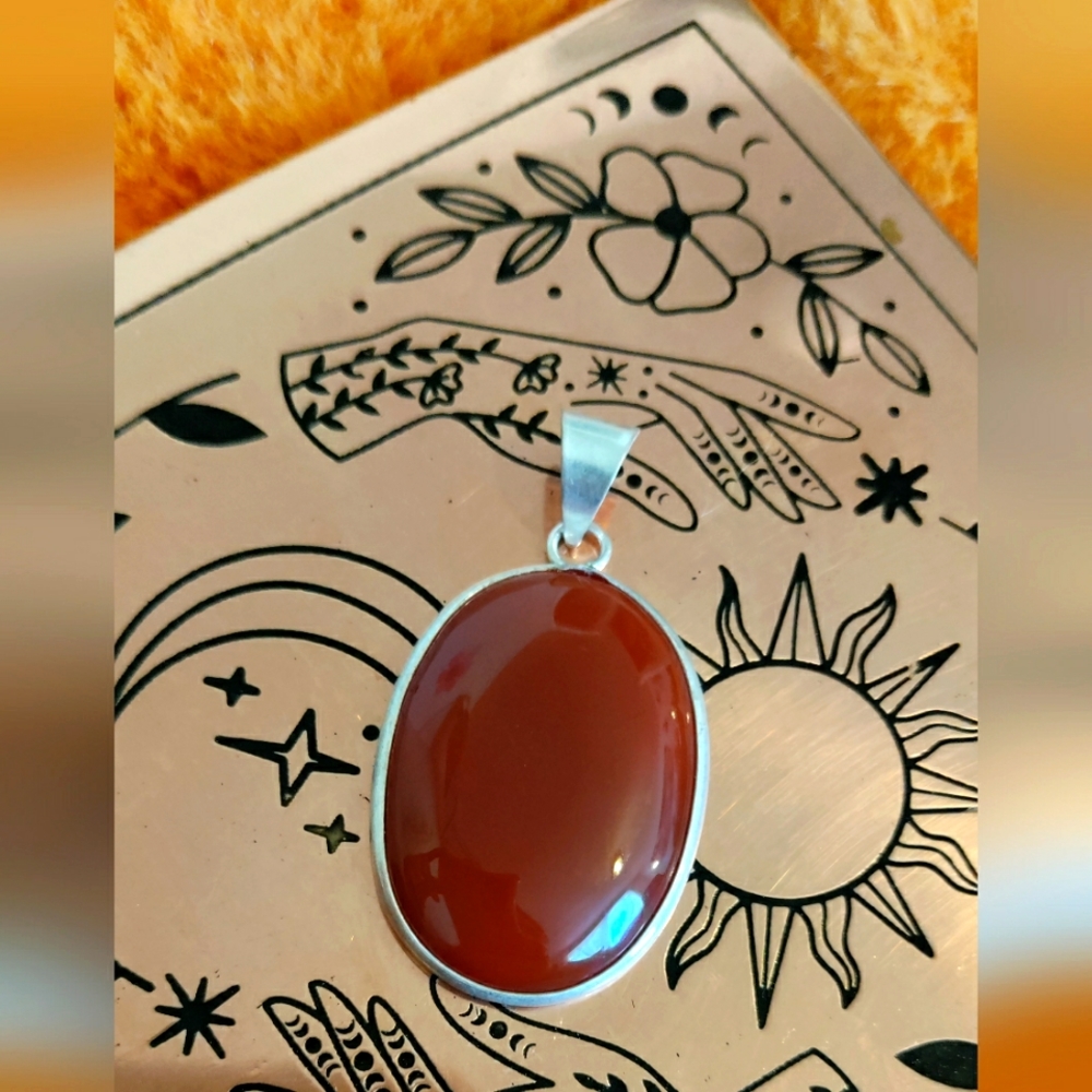 Carnelian stone necklace pendant